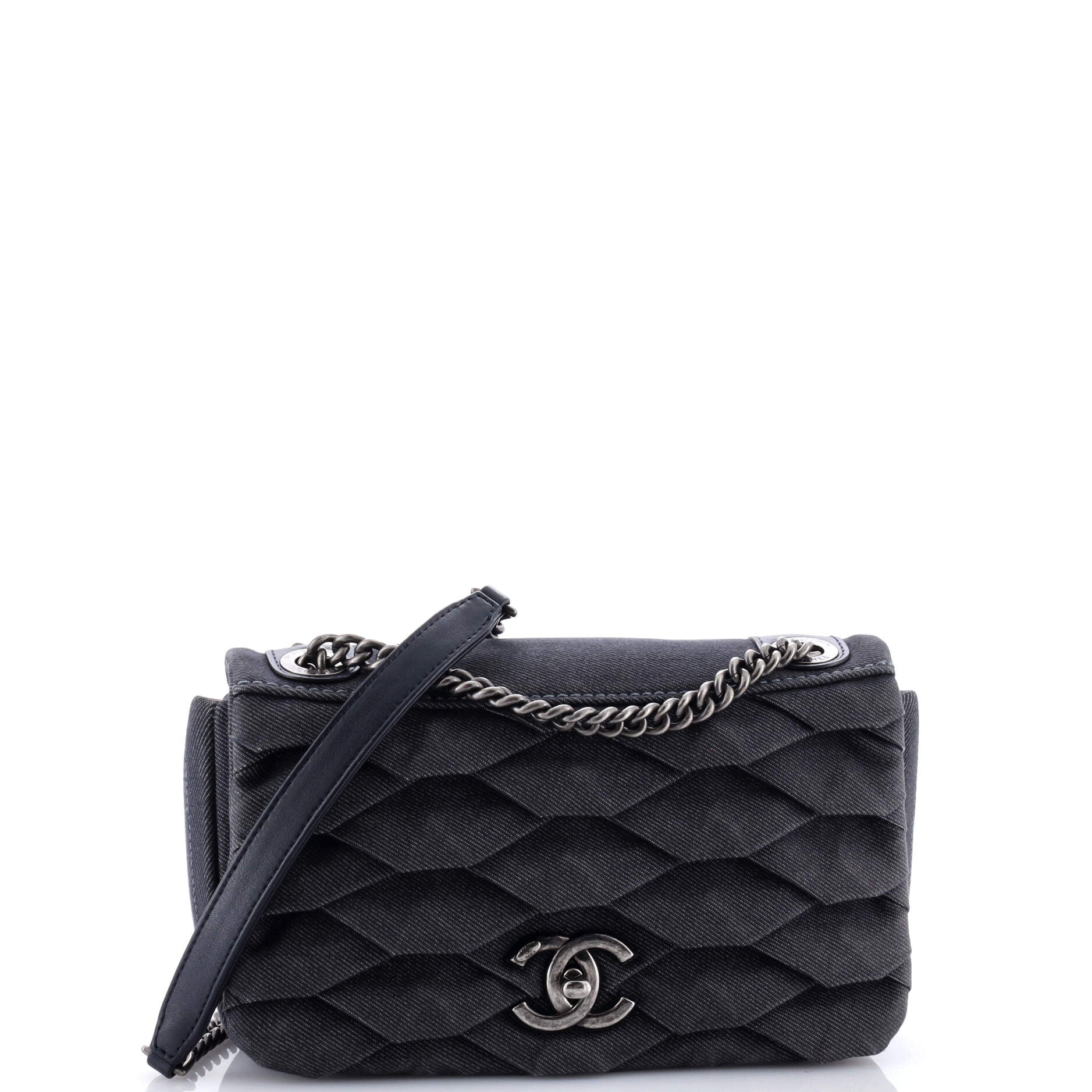 Chanel CC Flap Bag Scale Effect Denim Small