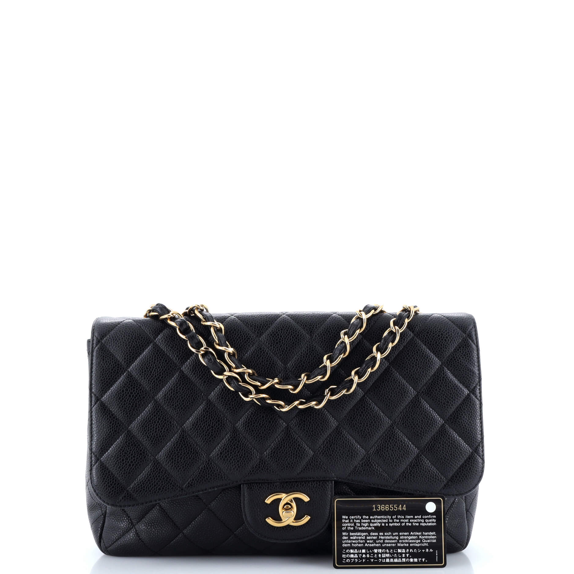 Chanel Classic Single Flap Bag Quilted Caviar Jumbo