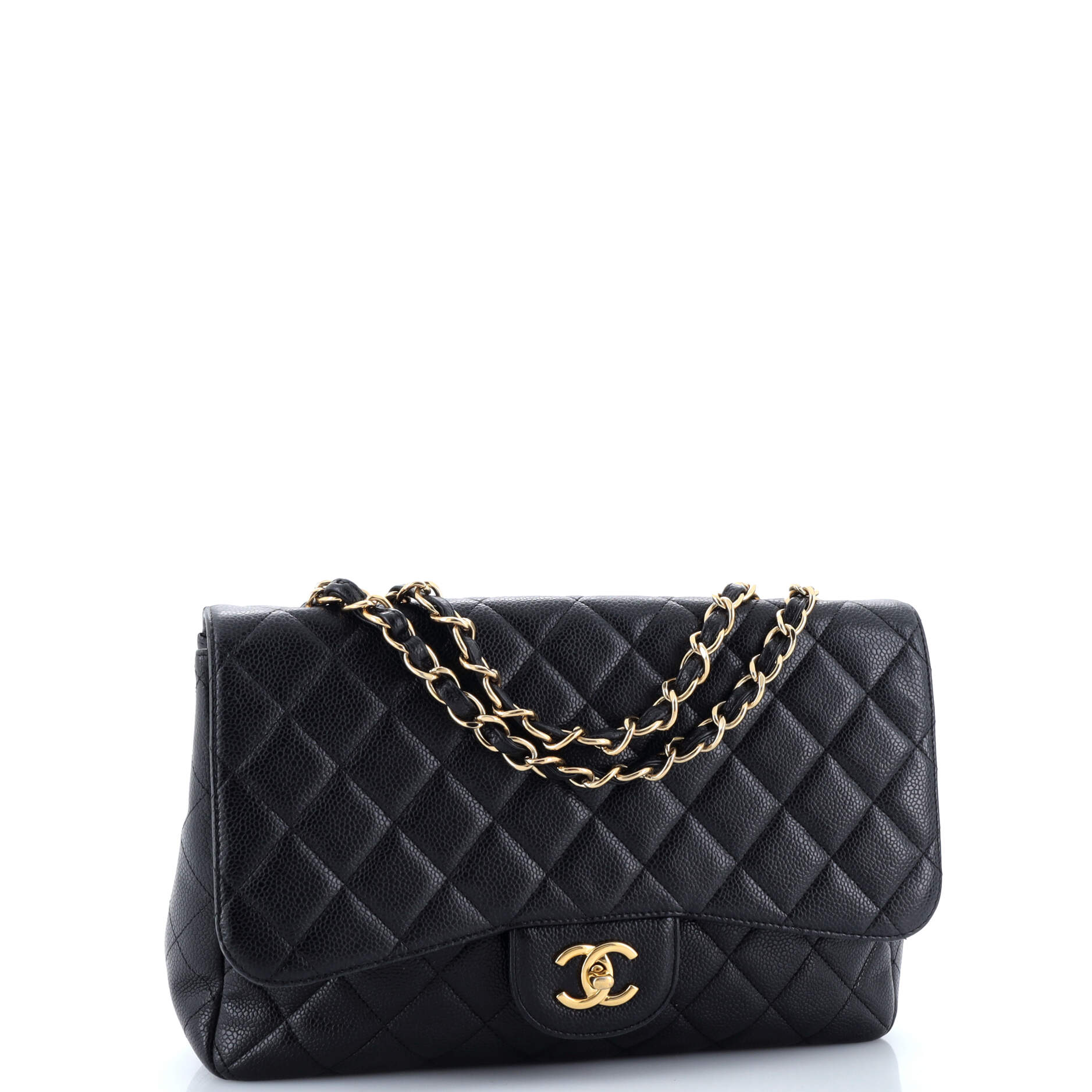 Chanel Classic Single Flap Bag Quilted Caviar Jumbo