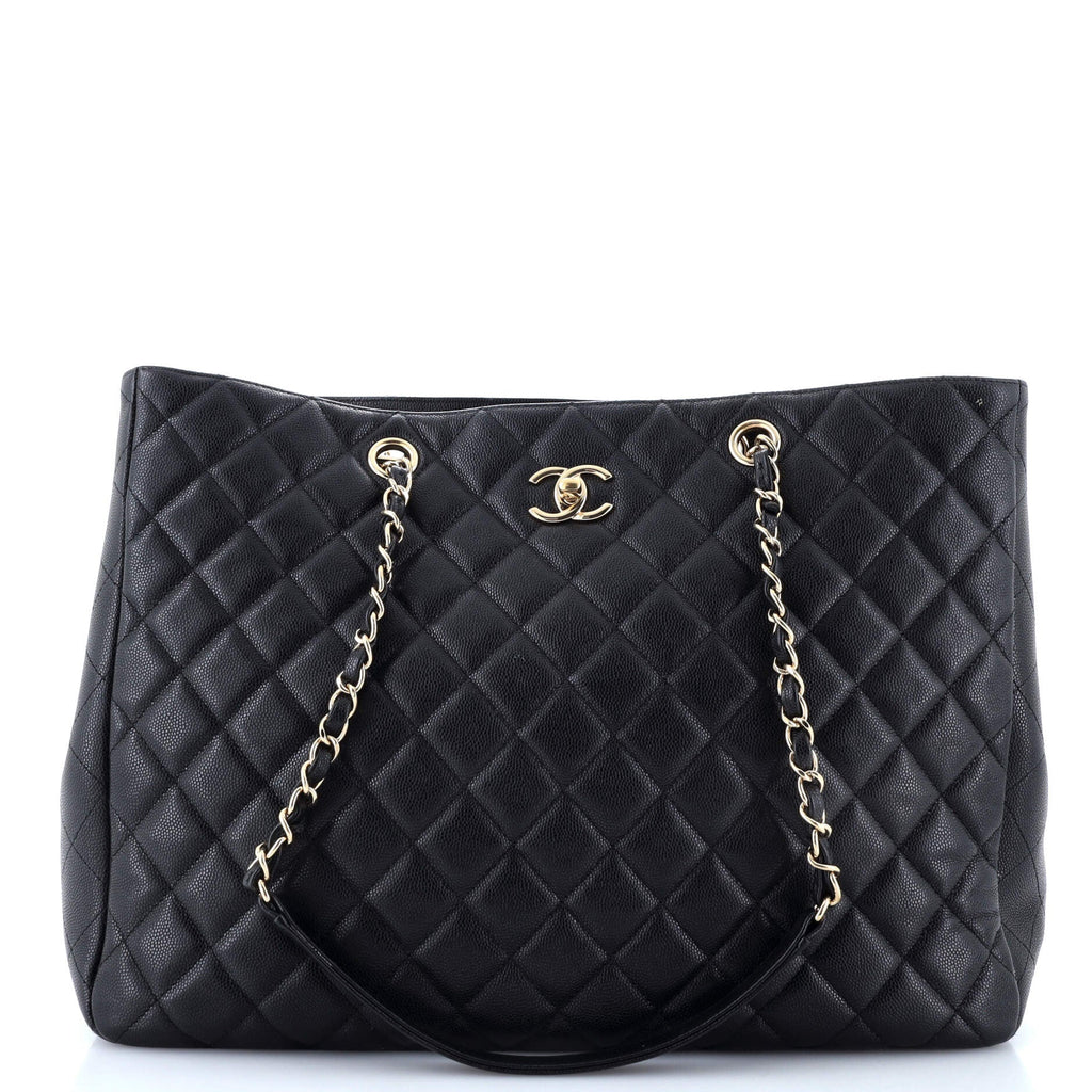Chanel Classic CC Shopping Tote Quilted Caviar Large