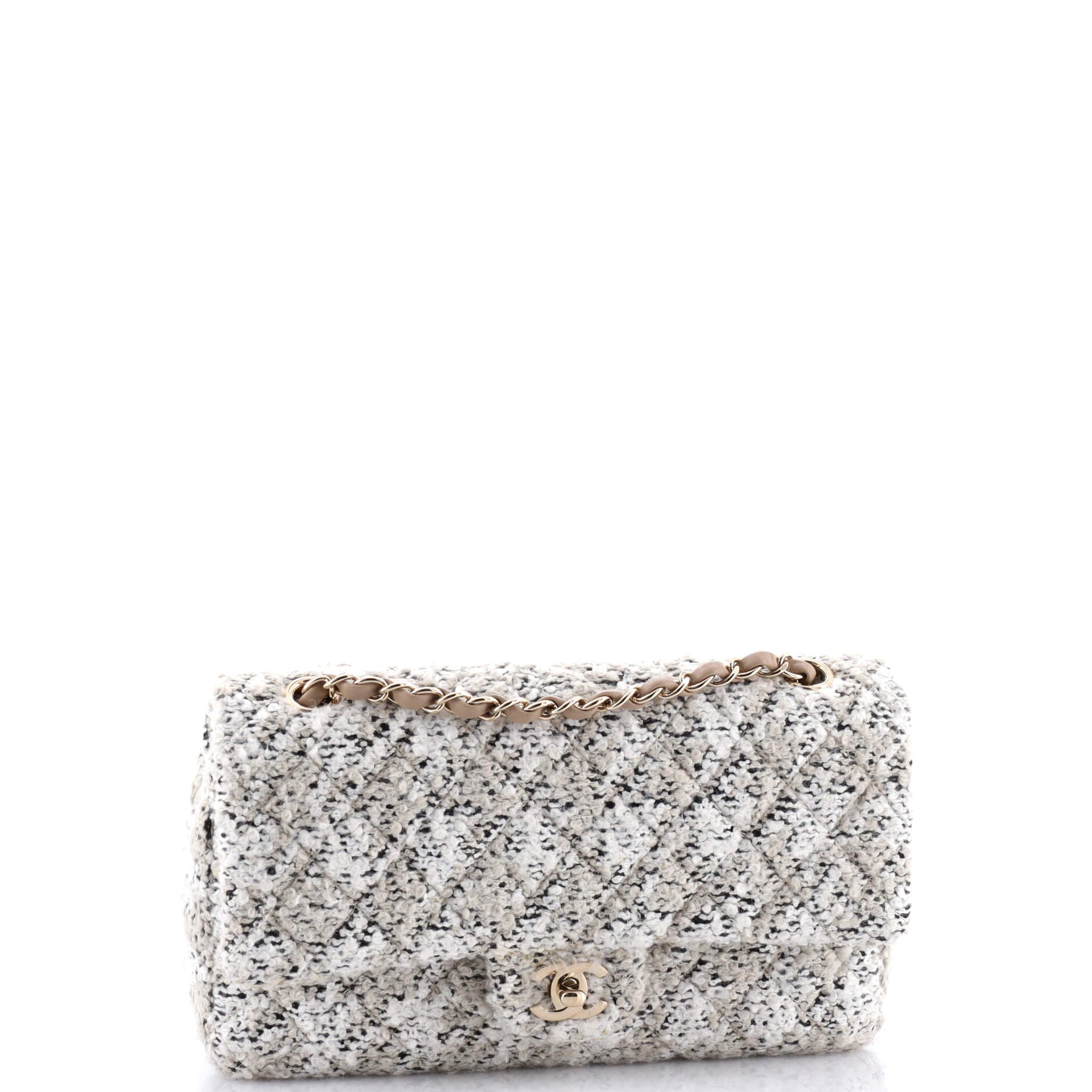 Chanel Classic Double Flap Bag Quilted Tweed Medium