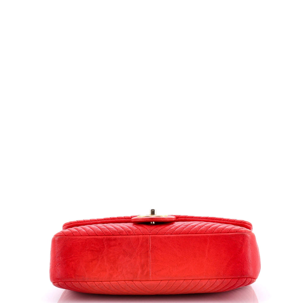 Chanel Medallion Charm Flap Bag Chevron Wrinkled Lambskin Medium