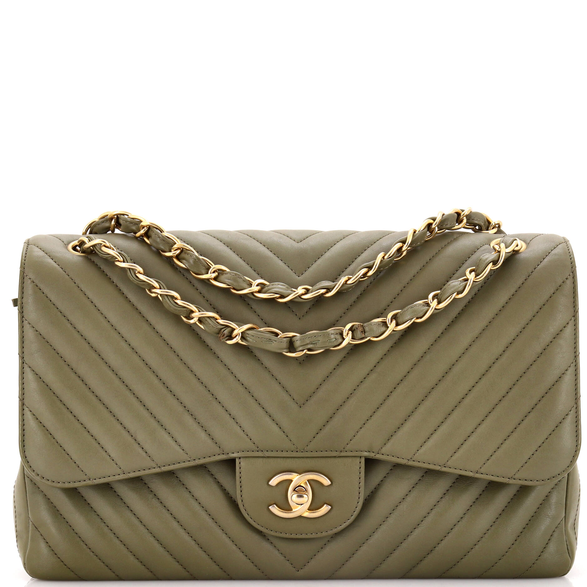 Chanel Classic Double Flap Bag Chevron Lambskin Jumbo
