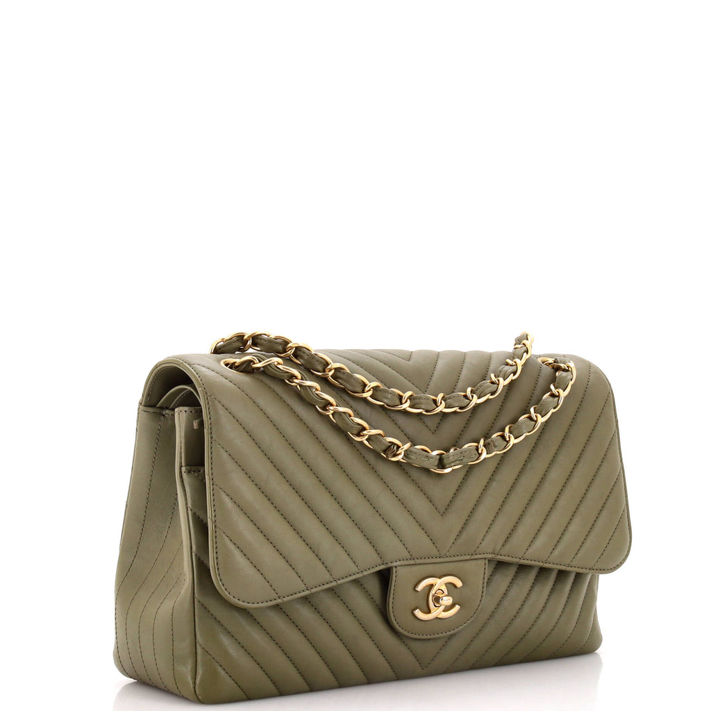 Chanel Classic Double Flap Bag Chevron Lambskin Jumbo