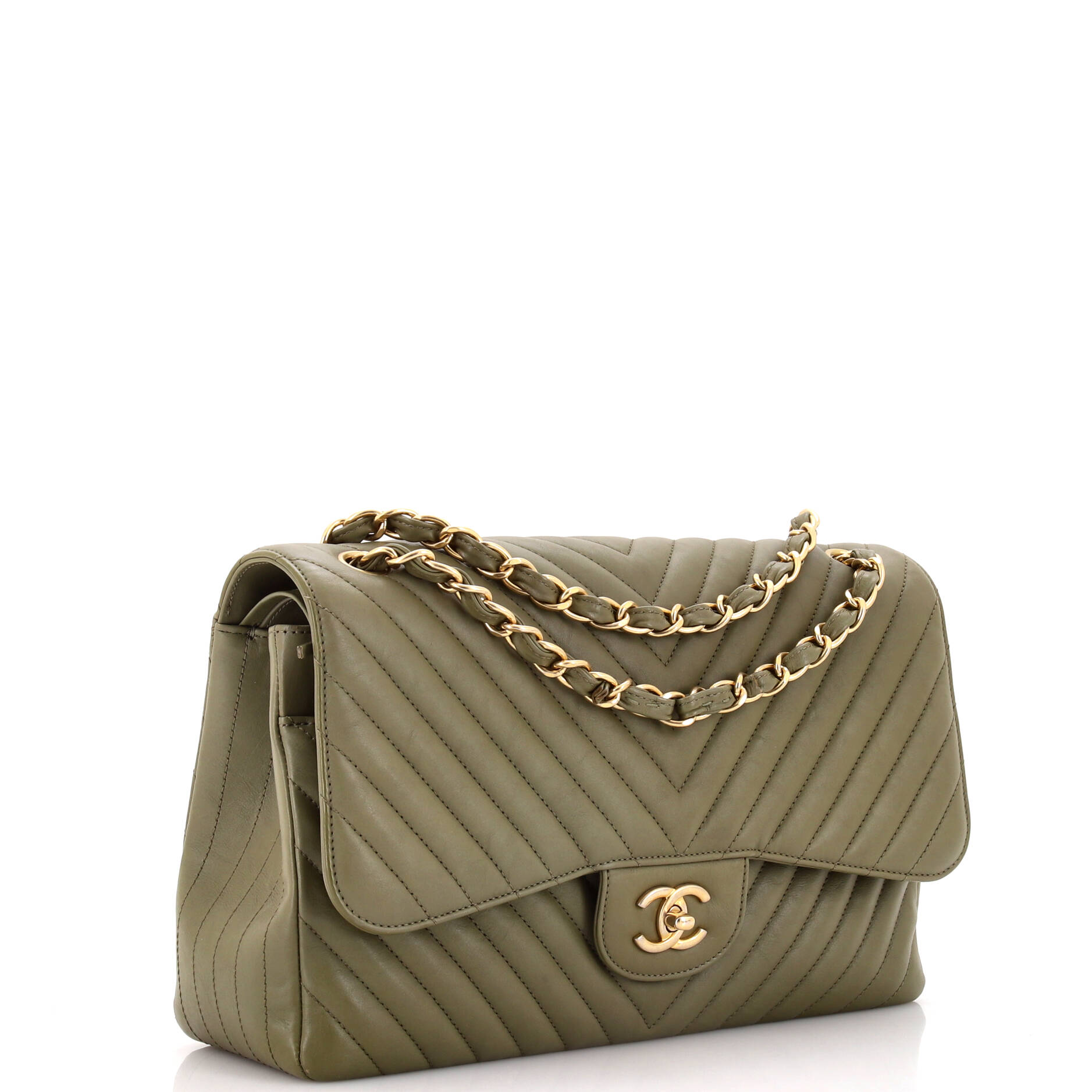 Chanel Classic Double Flap Bag Chevron Lambskin Jumbo