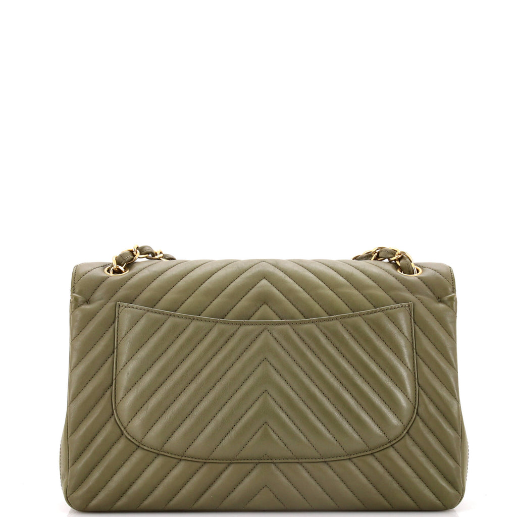 Chanel Classic Double Flap Bag Chevron Lambskin Jumbo