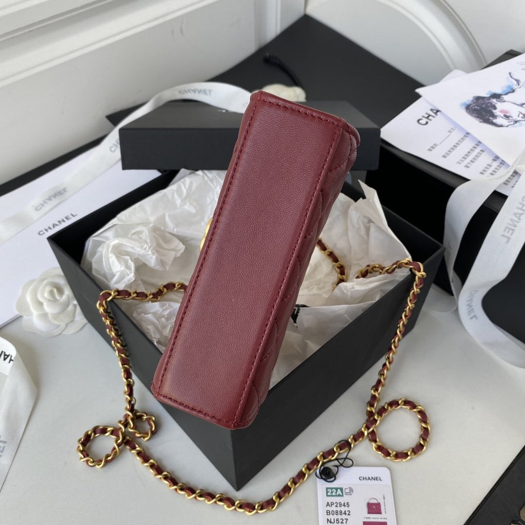 Chanel Clutch With Chain Gold Hardware Red For Women Handbags, Shoulder Bags 5.7in/14.5cm