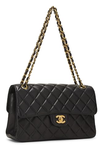 Chanel,  Black Quilted Lambskin Double Sided Classic Flap Medium, Black
