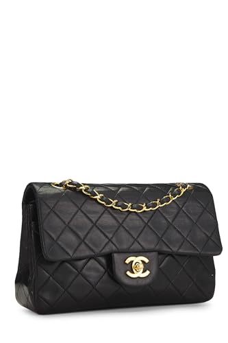 Chanel,  Black Quilted Lambskin Classic Double Flap Small, Black