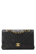 Chanel,  Black Quilted Lambskin Classic Double Flap Medium, Black