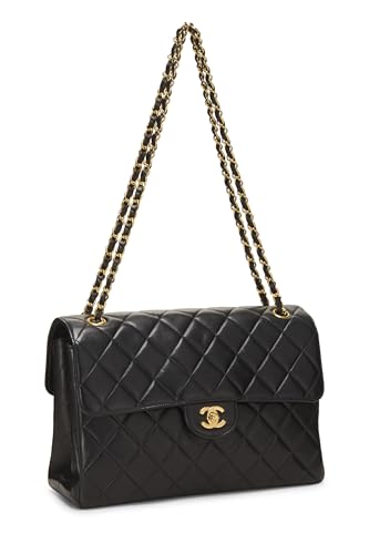 Chanel,  Black Quilted Lambskin Double Sided Classic Flap Medium, Black