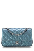 Chanel,  Iridescent Blue Quilted Lambskin Classic Double Flap Medium, Blue