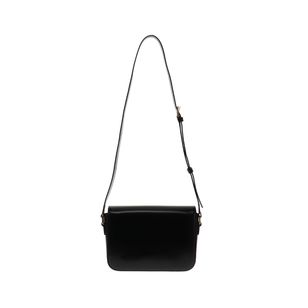 Celine Classic Triomphe Bag In Shiny Calfskin Black