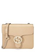 Gucci,  Beige Leather Interlocking Crossbody Small, Beige