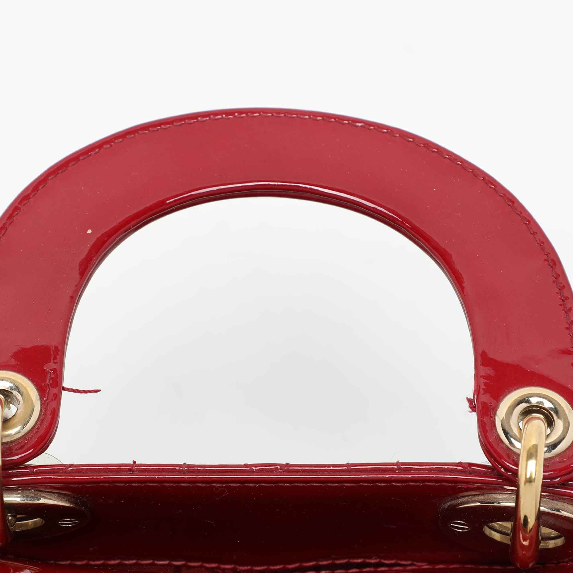 Dior Red Cannage  Leather Mini Chain Lady Dior Tote