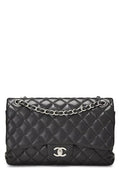 Chanel,  Black Quilted Lambskin New Classic Jumbo, Black