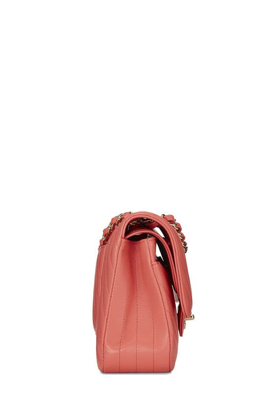 CHANEL,  Pink Chevron Lambskin Classic Double Flap Medium, Pink
