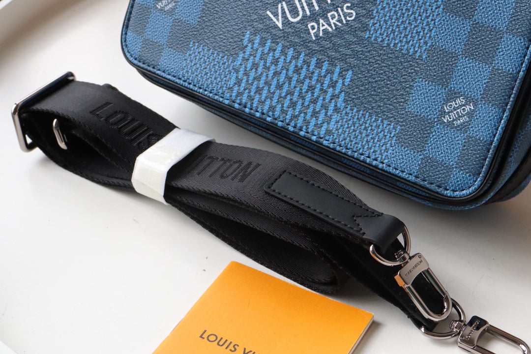 Louis Vuitton StuGLAMIo Messenger Damier Graphite Blue For Men, Bags, Shoulder And Crossbody Bags 9.3in/25.3cm Louis Vuitton N50026