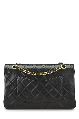 Chanel,  Black Quilted Lambskin Classic Double Flap Medium, Black