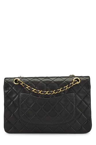 Chanel,  Black Quilted Lambskin Classic Double Flap Medium, Black