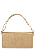 Chanel,  Gold Leather Chocolate Bar Shoulder Bag Medium, Gold