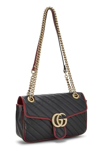 Gucci,  Black Leather Torchon Marmont Shoulder Bag Small, Multi