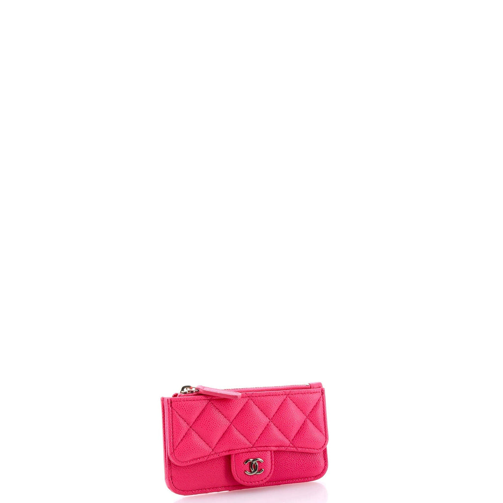 Chanel Flap Zip Card Holder Quilted Caviar