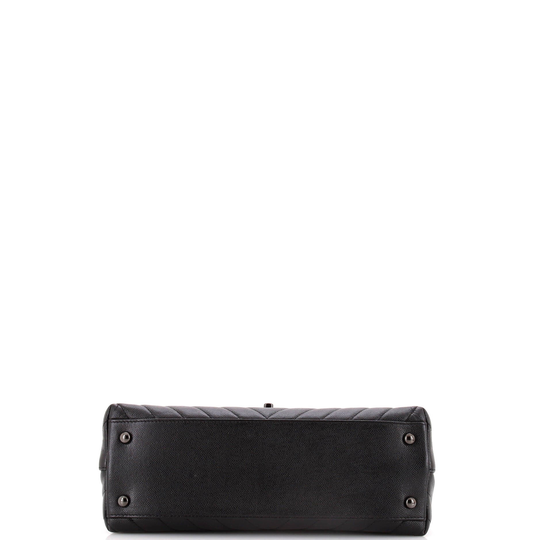 Chanel So Black Coco Top Handle Bag Chevron Caviar Small