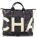 Chanel Logo Camellia Shopping Tote Printed Coated Canvas Medium