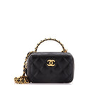 Chanel CC Chain Handle Zip Around Vanity Case with Chain Quilted Lambskin Mini