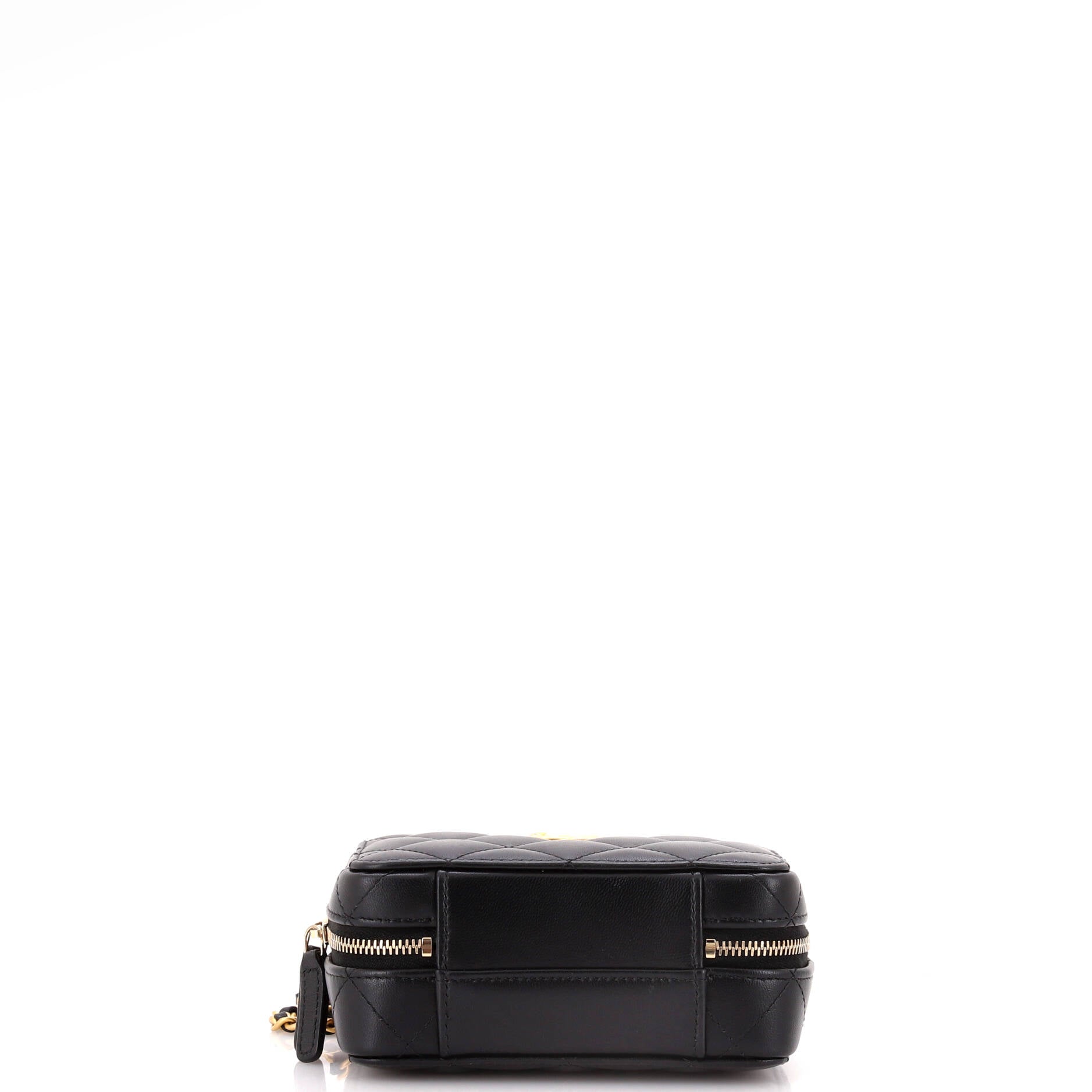 Chanel CC Chain Handle Zip Around Vanity Case with Chain Quilted Lambskin Mini