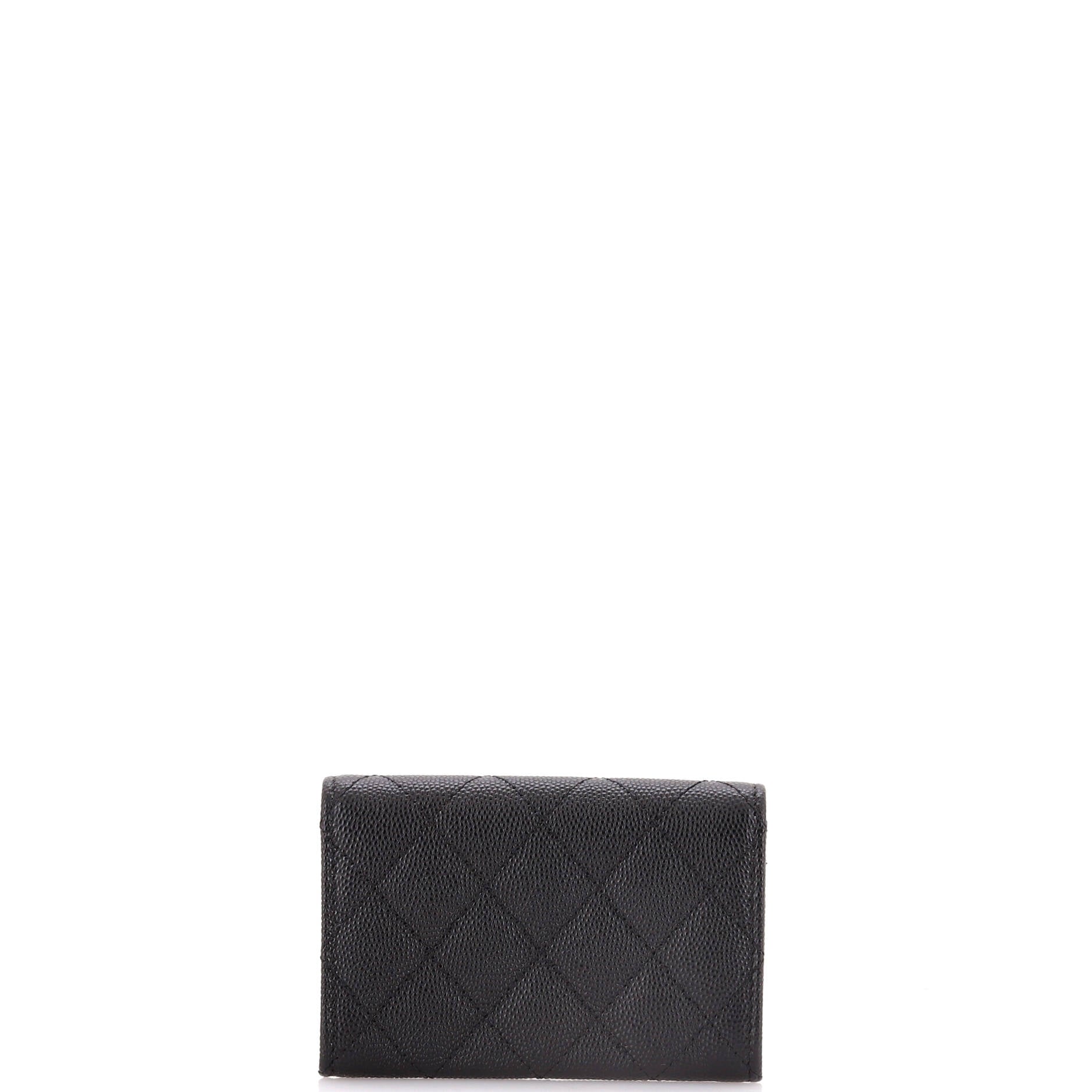 Chanel Crystal CC Flap Card Holder Quilted Caviar