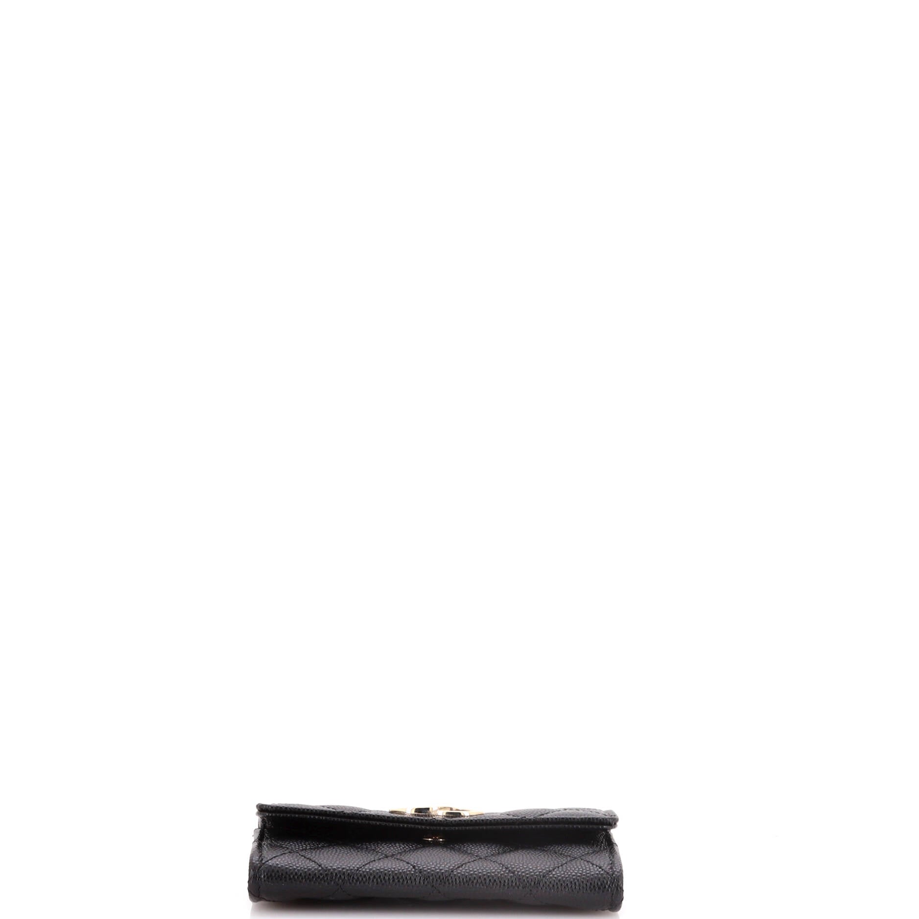 Chanel Crystal CC Flap Card Holder Quilted Caviar