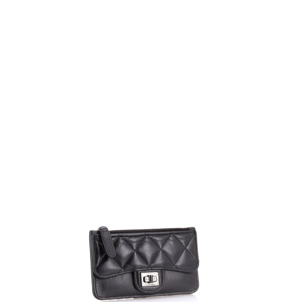 Chanel So Black Reissue Flap Zip Card Holder Quilted Aged Calfskin