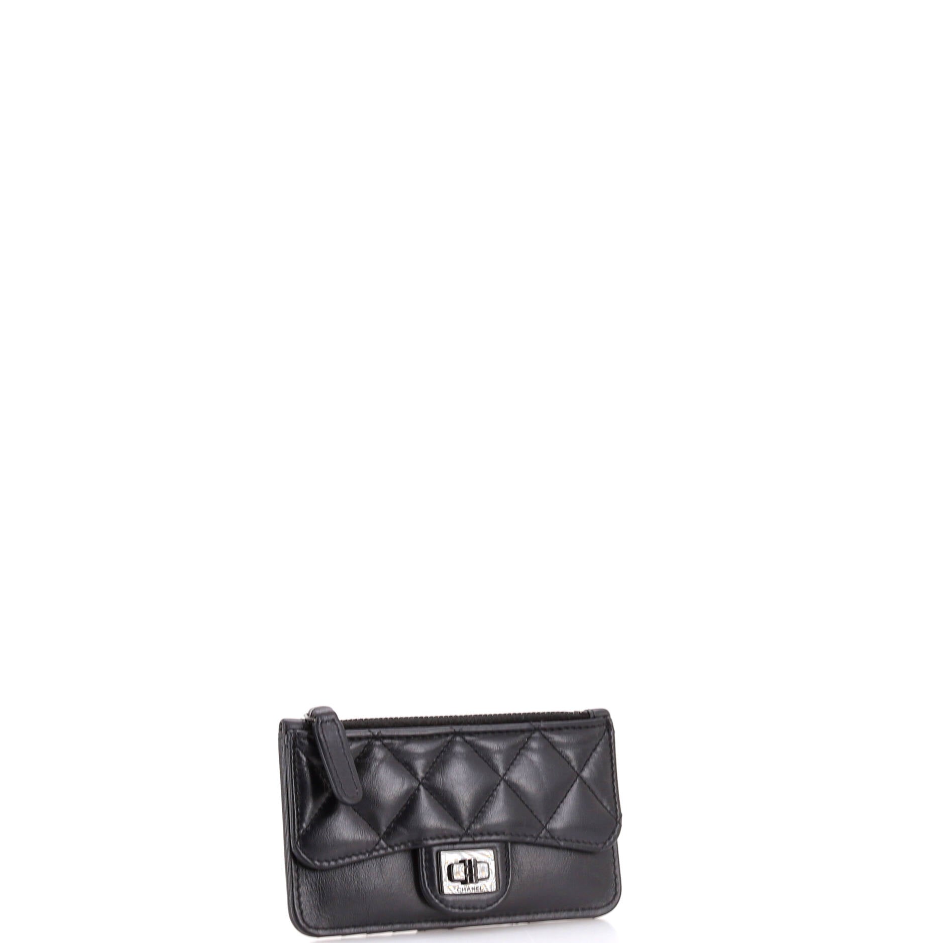 Chanel So Black Reissue Flap Zip Card Holder Quilted Aged Calfskin