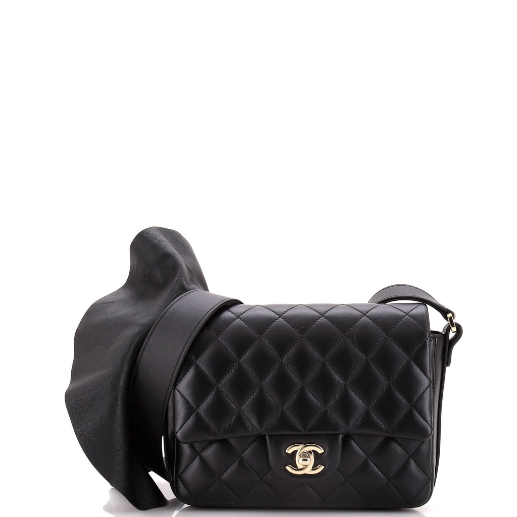 Chanel Wave Strap Flap Bag Quilted Lambskin with Calfskin Small