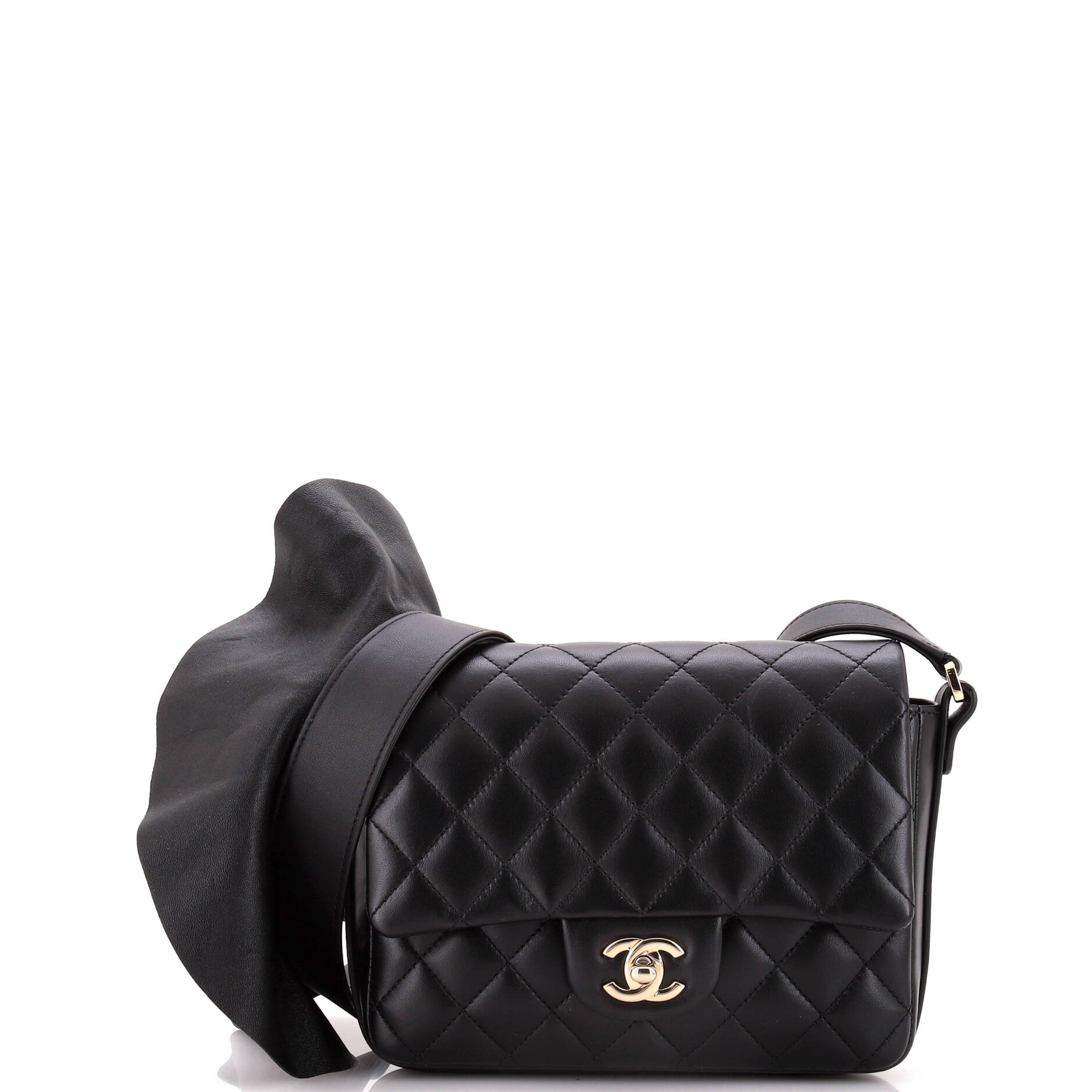 Chanel Wave Strap Flap Bag Quilted Lambskin with Calfskin Small