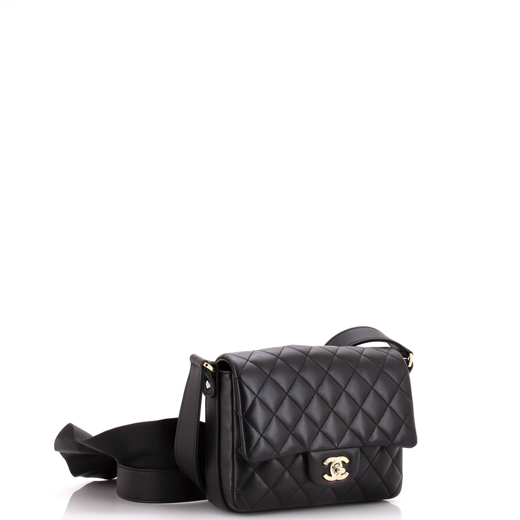 Chanel Wave Strap Flap Bag Quilted Lambskin with Calfskin Small