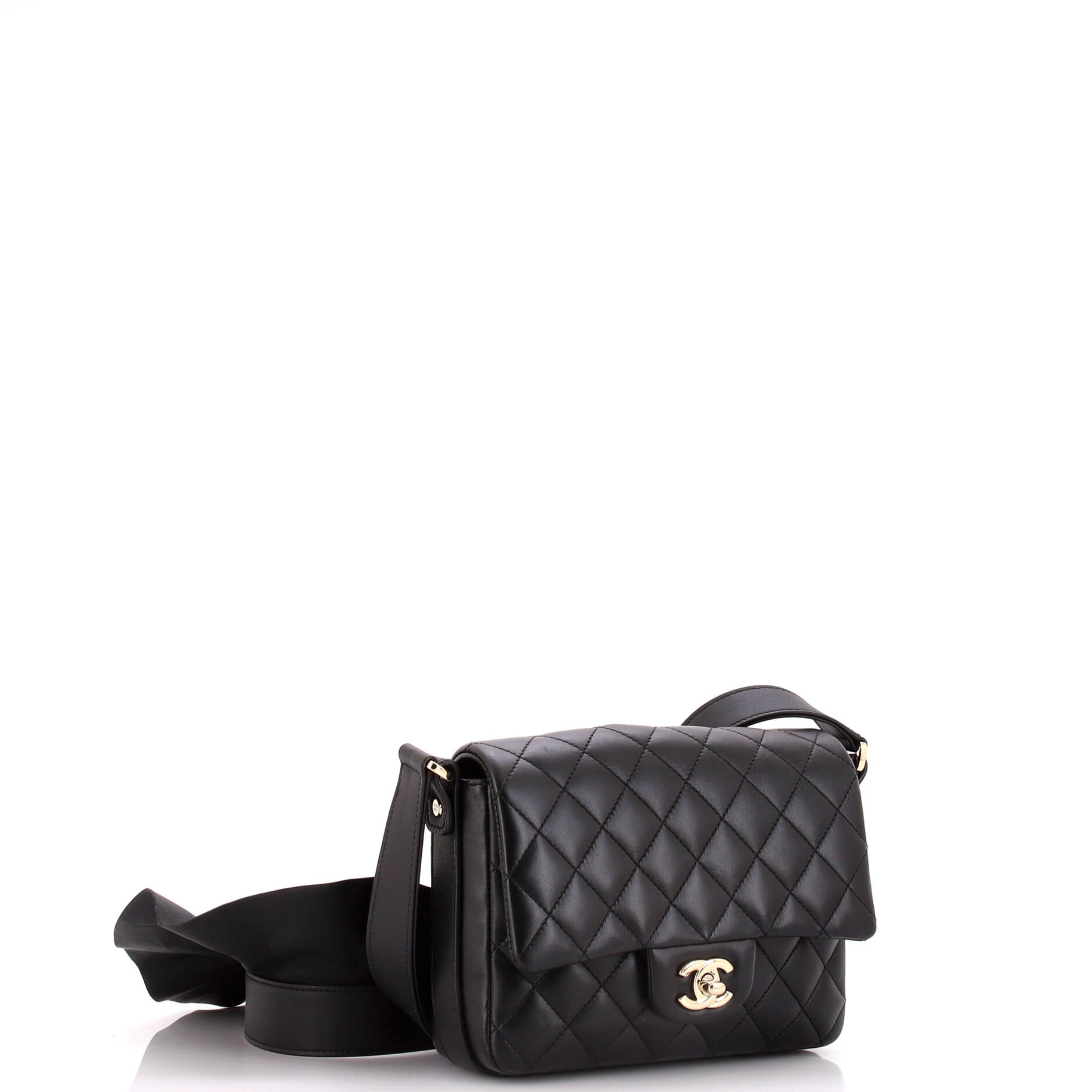 Chanel Wave Strap Flap Bag Quilted Lambskin with Calfskin Small