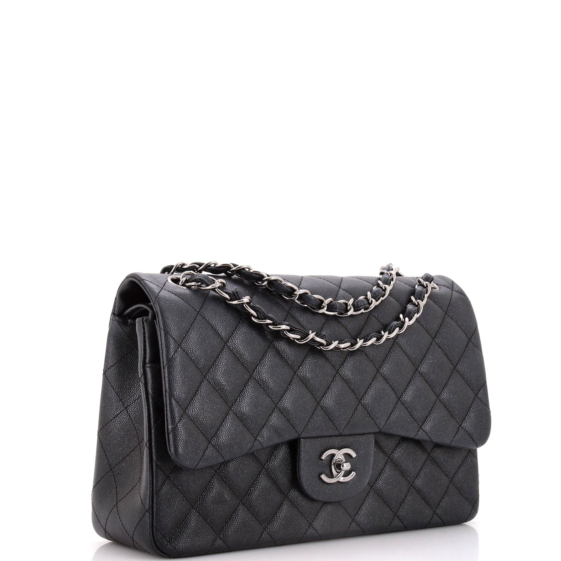 Chanel Classic Double Flap Bag Quilted Iridescent Caviar Jumbo