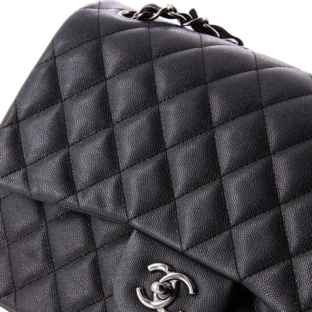 Chanel Classic Double Flap Bag Quilted Iridescent Caviar Jumbo