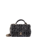 Chanel Classic Single Flap Top Handle Bag Quilted Tweed with Sequins Mini