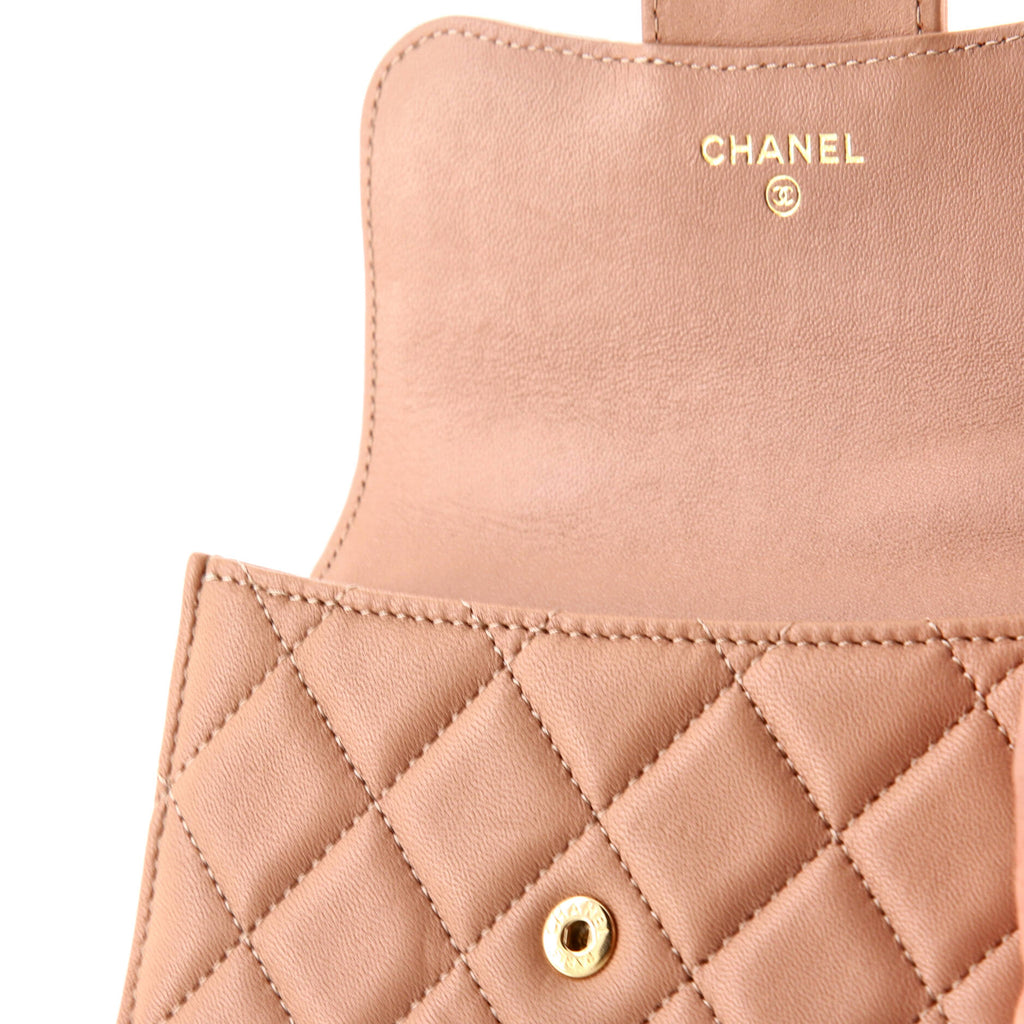 Chanel Top Handle Flap Coin Purse with Chain Quilted Lambskin