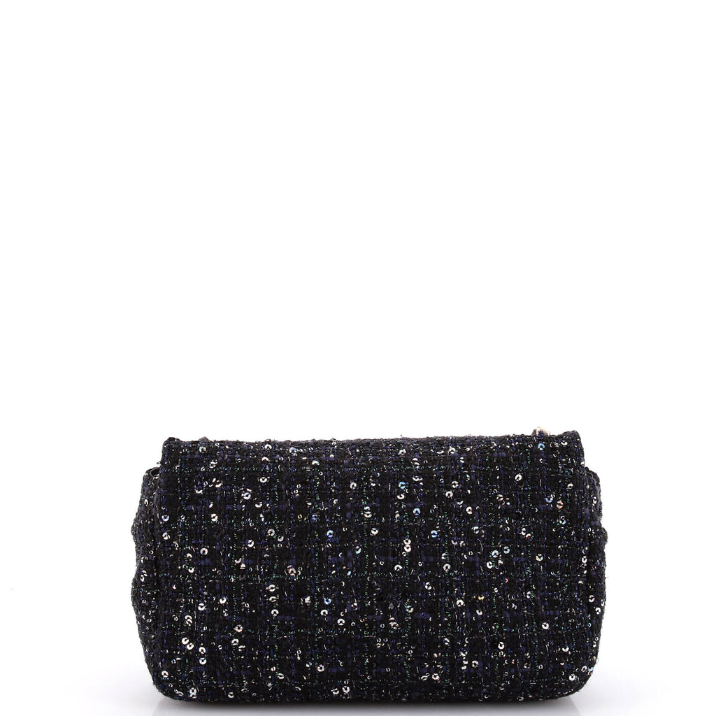 Chanel Pearl Handle Flap Bag Quilted Tweed Medium