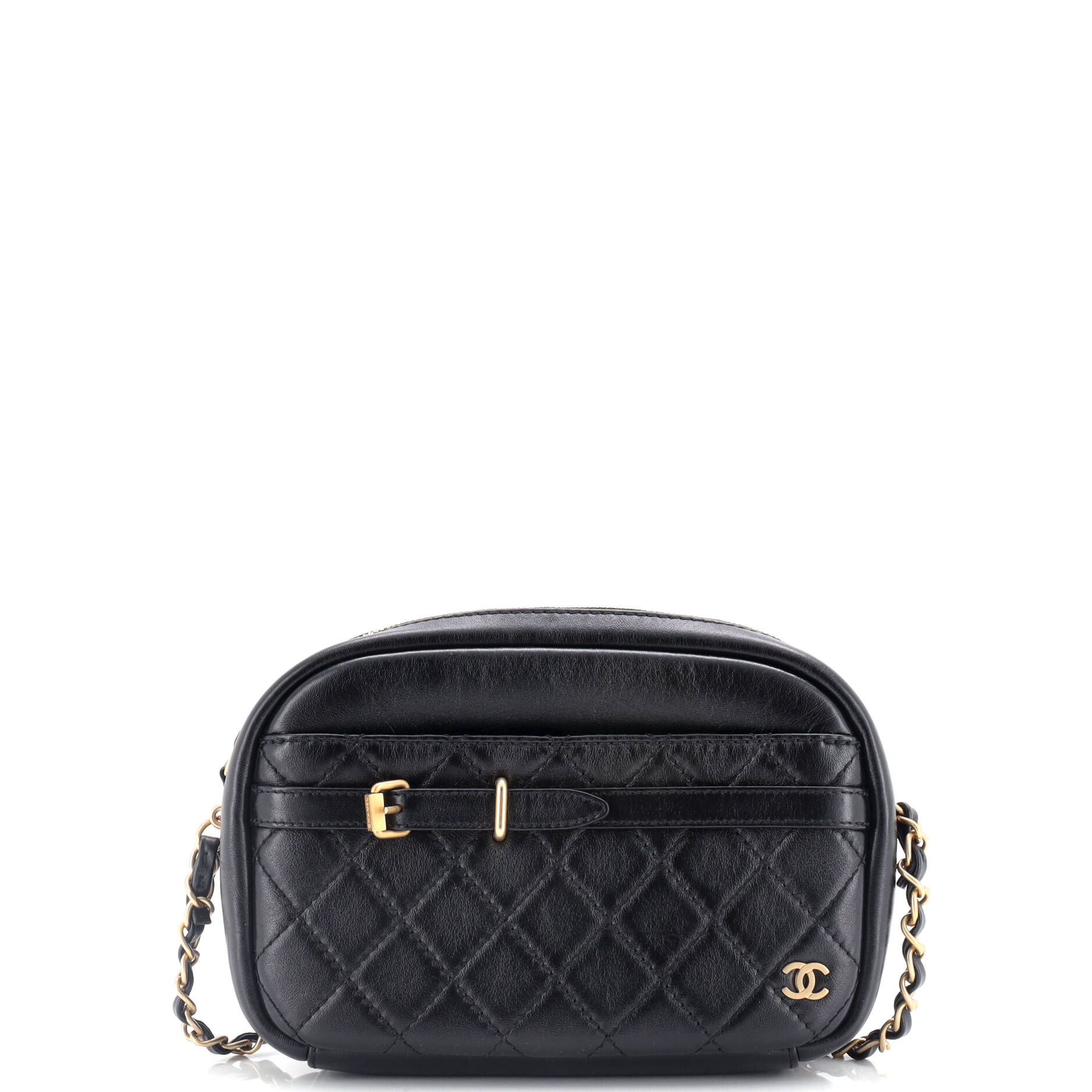 Chanel Buckle Camera Case Bag Quilted Lambskin Small