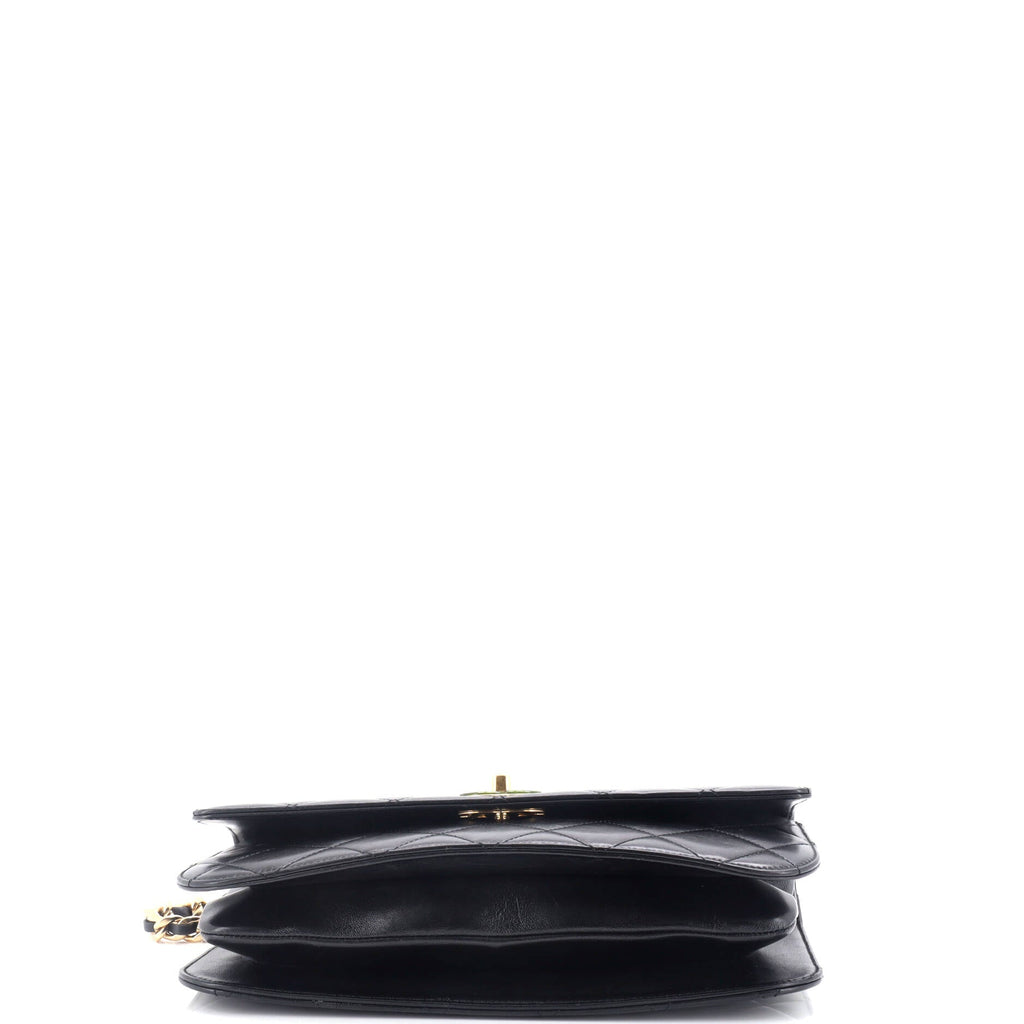 Chanel CC Enamel Compartment Chain Shoulder Bag Quilted Lambskin Small