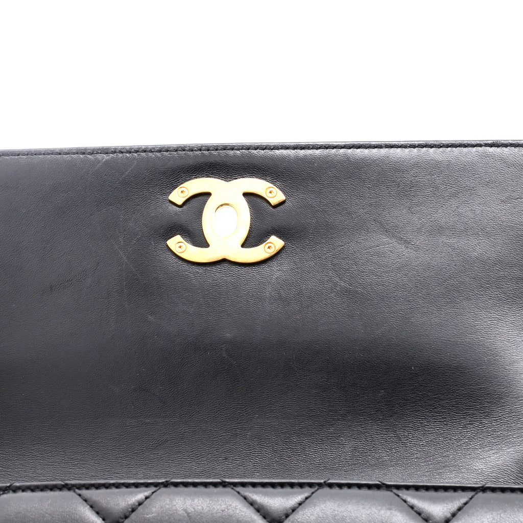 Chanel CC Enamel Compartment Chain Shoulder Bag Quilted Lambskin Small