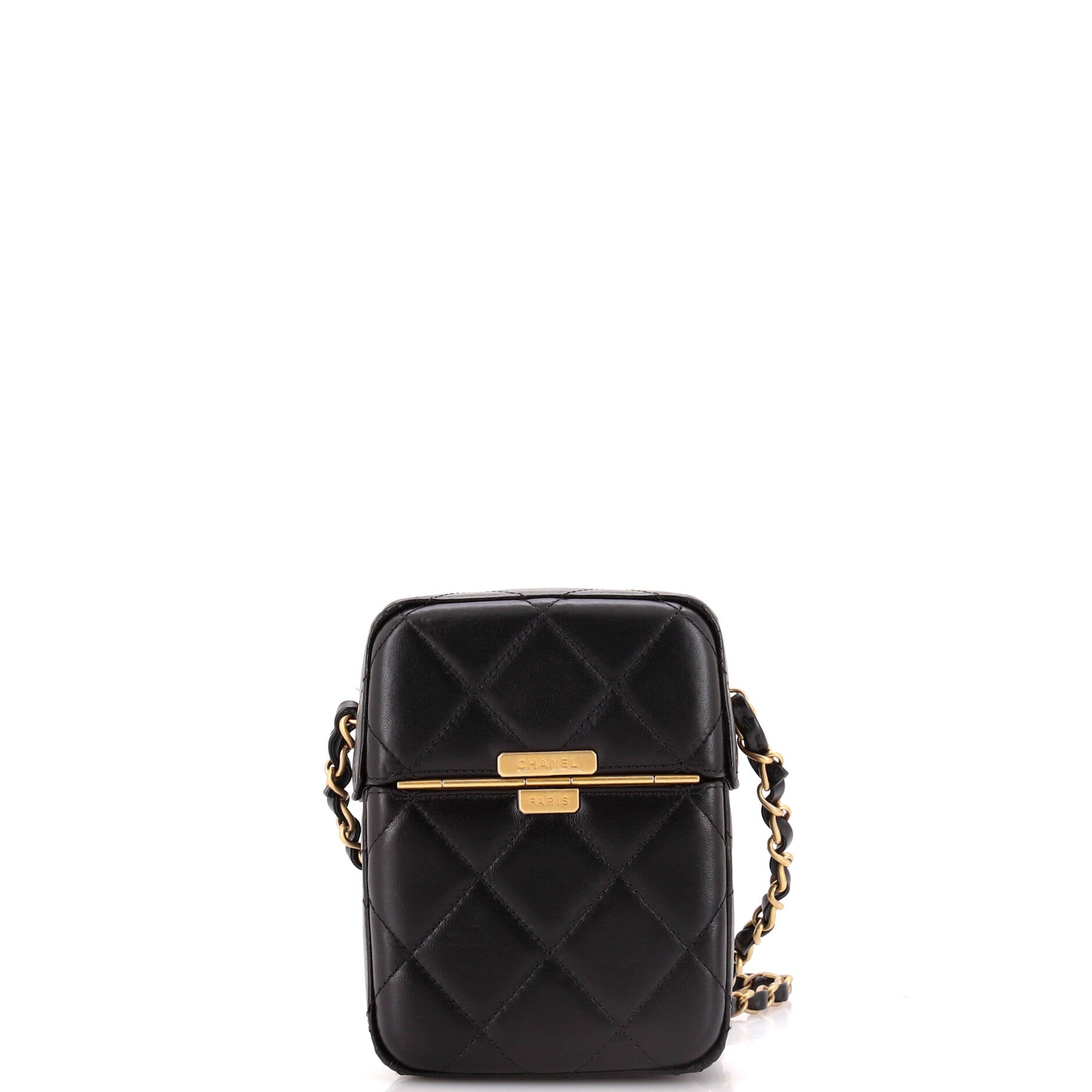 Chanel Diamond Lock CC Phone Holder Crossbody Bag Quilted Lambskin Mini