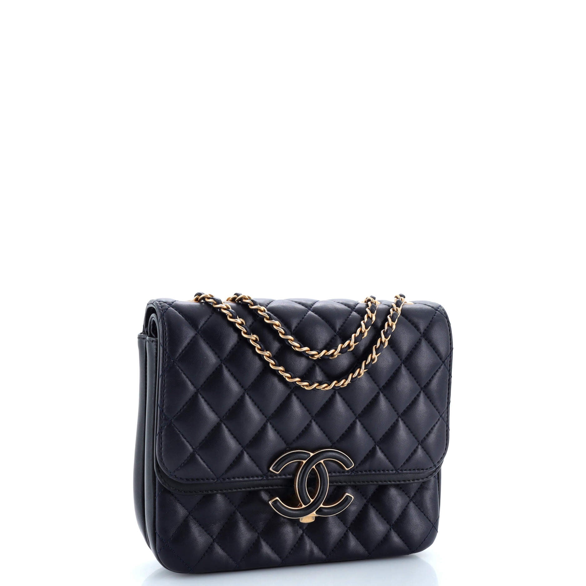 Chanel CC Chic Double Flap Bag Quilted Lambskin North South
