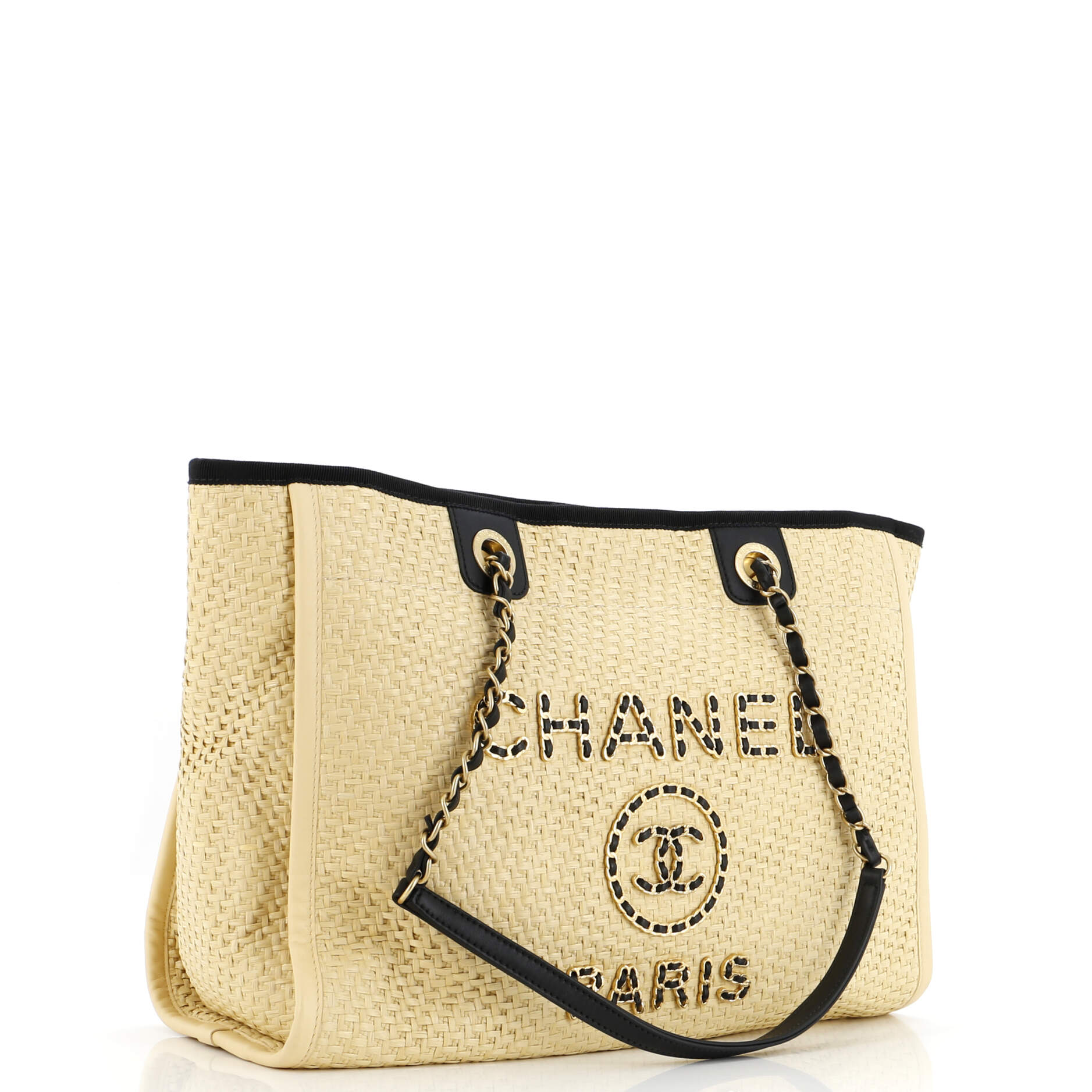 Chanel Deauville Tote Straw with Chain Detail Small